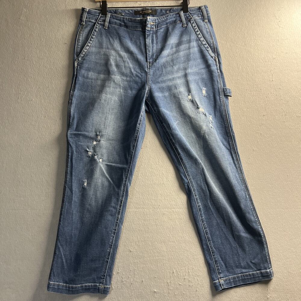 Liverpool The Carpenter Jeans Womens Blue Denim Trendy Distressed